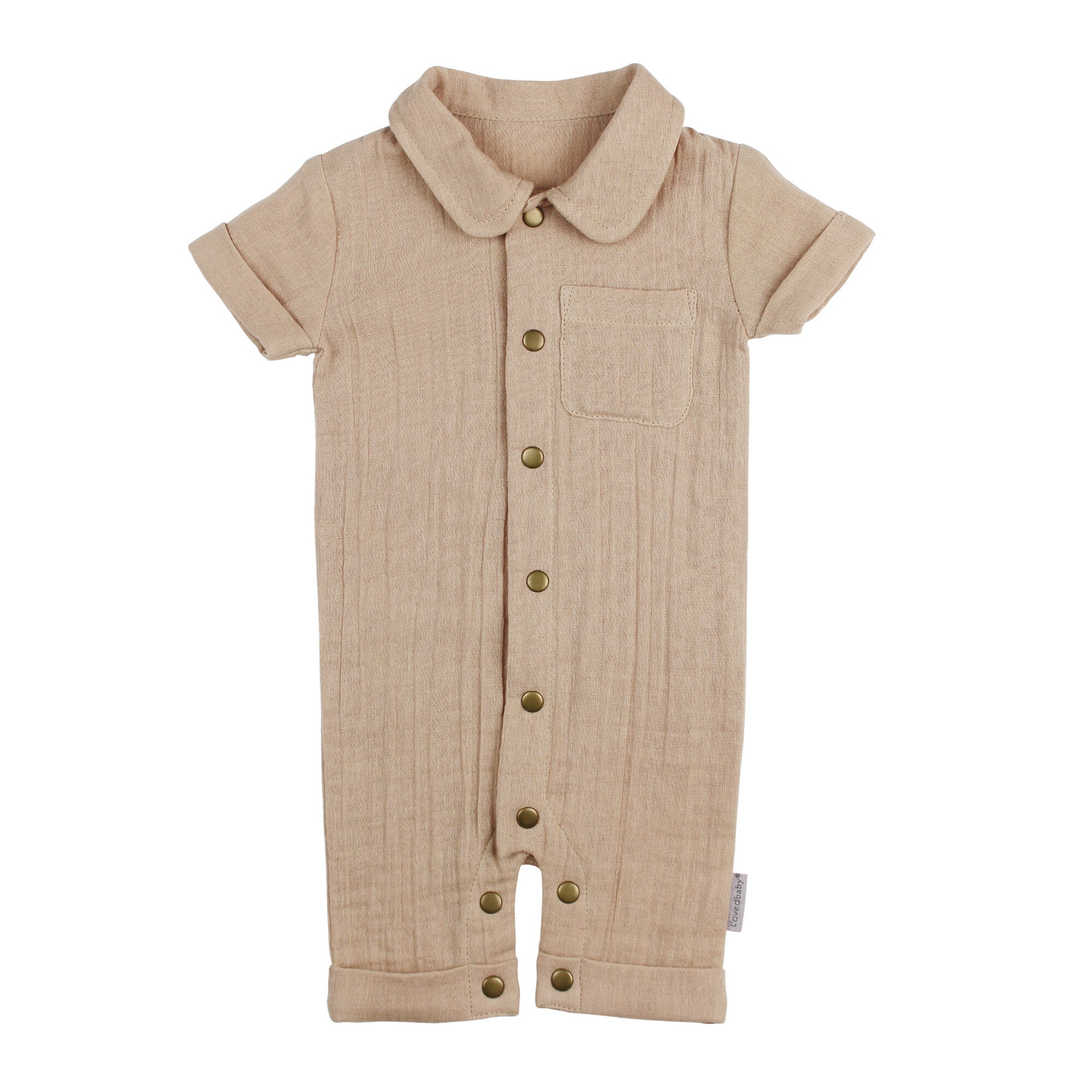 Organic Muslin S/Sleeve Coverall in Wheat – L'ovedbaby