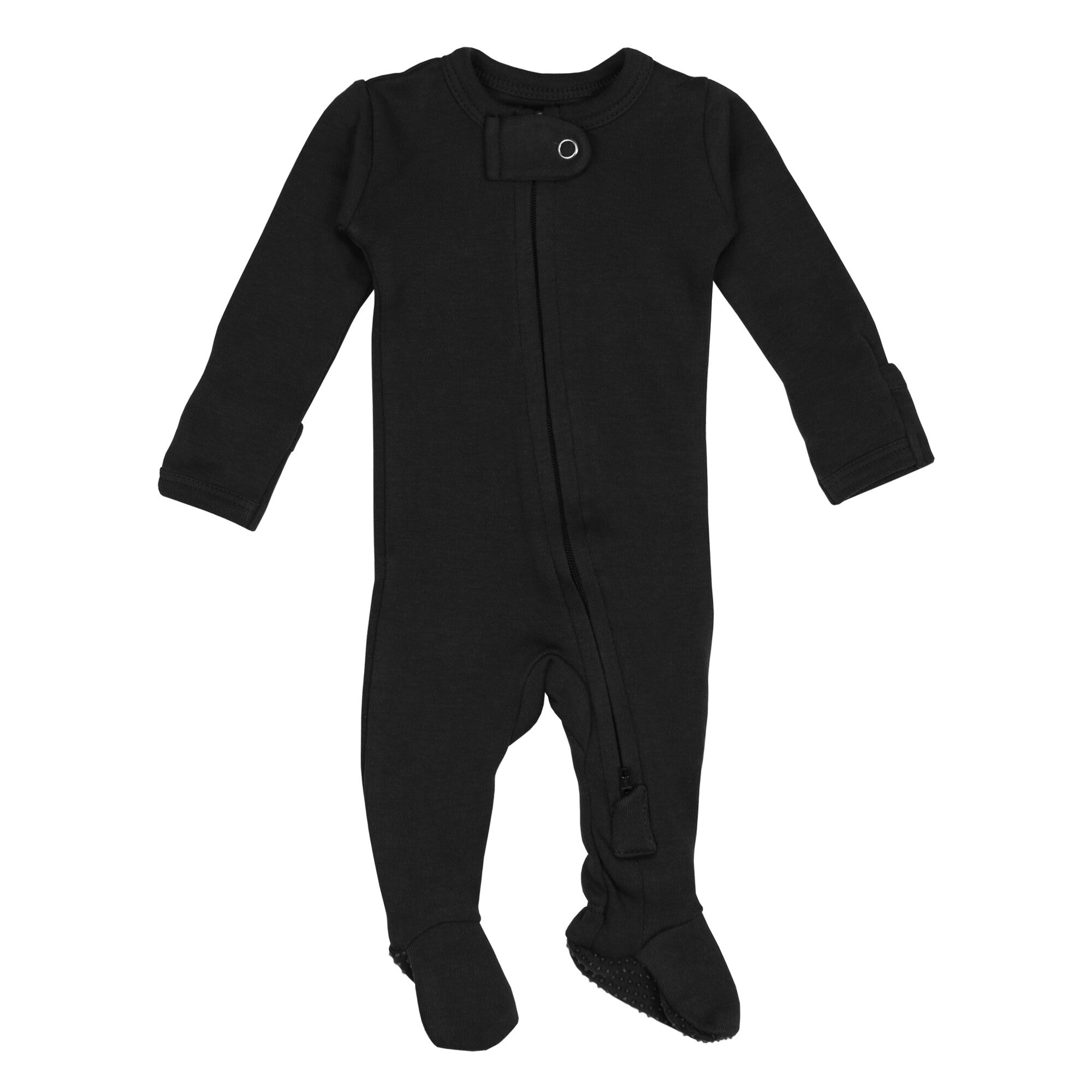 Organic 2-Way Zipper Footie in Black