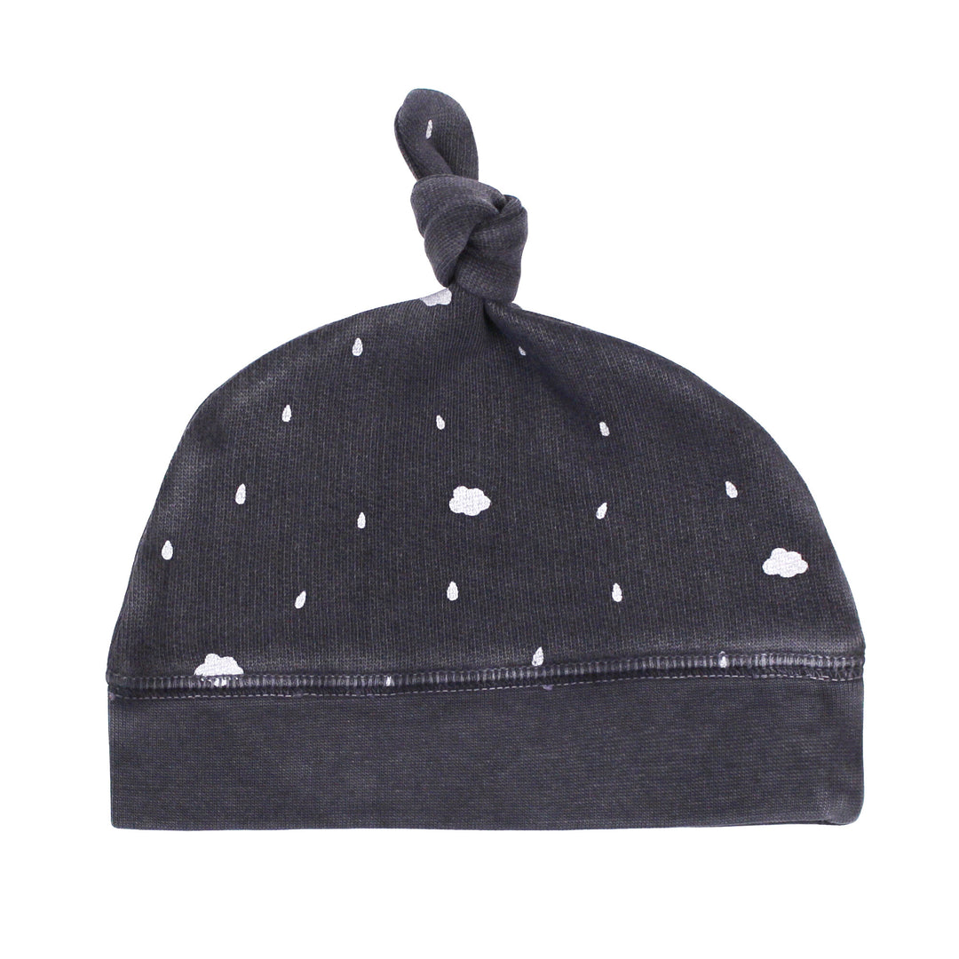 Organic Cozy Top-Knot Hat in Coal Clouds.