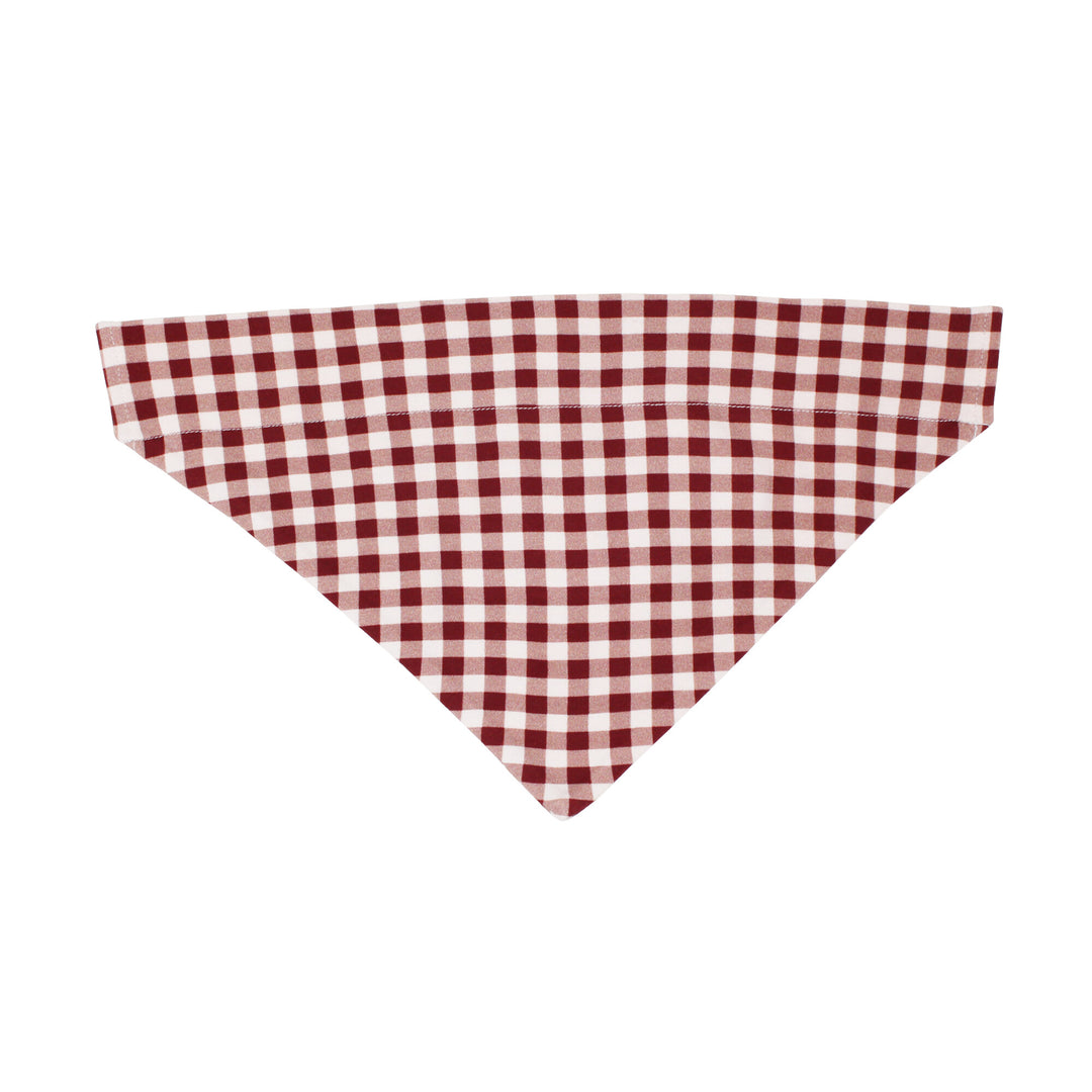 Organic Holiday Pet Bandana in Crimson Plaid.