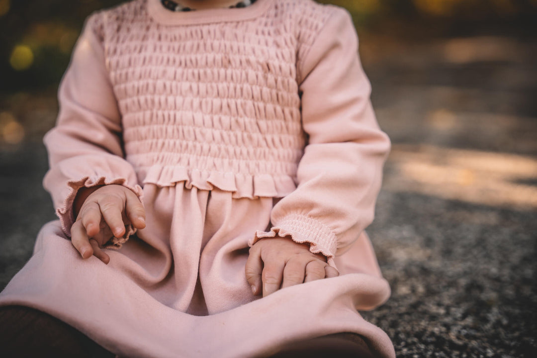 Organic Smocked Dress in Rosewater