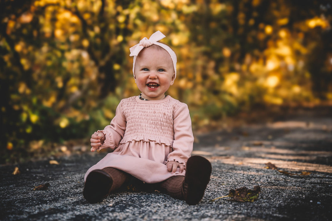 Organic Smocked Dress in Rosewater