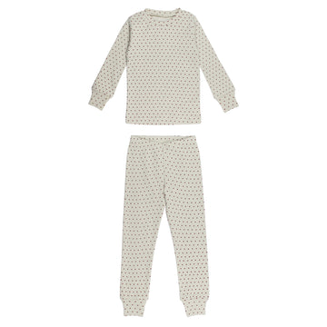 Kids' Organic L/Sleeve PJ Set in Crimson Mini Hearts.