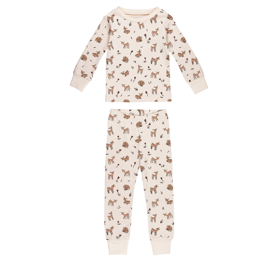 Kids' Organic L/Sleeve PJ Set in Doe-a-Deer.