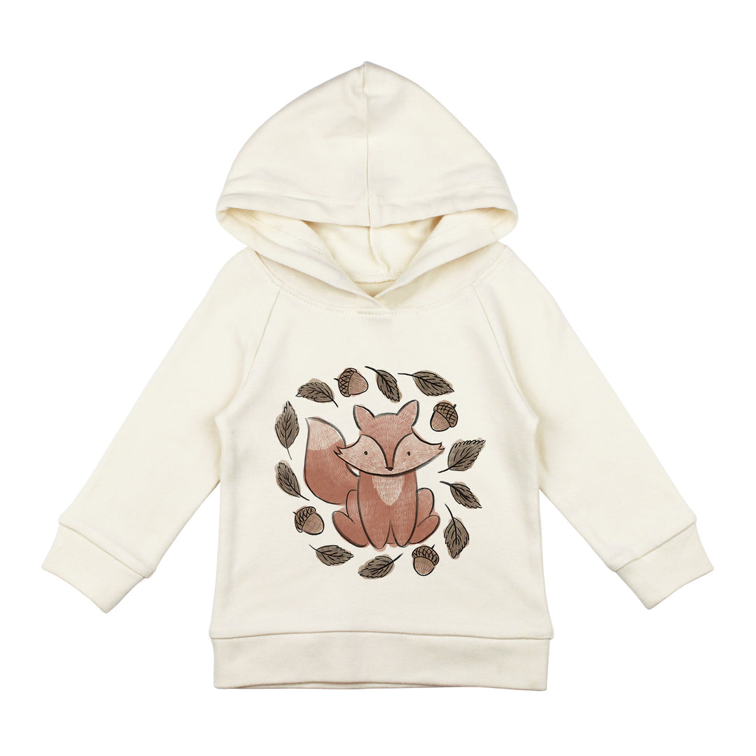 Kids' Organic Printed Raglan Hoodie in Foxy Graphic.