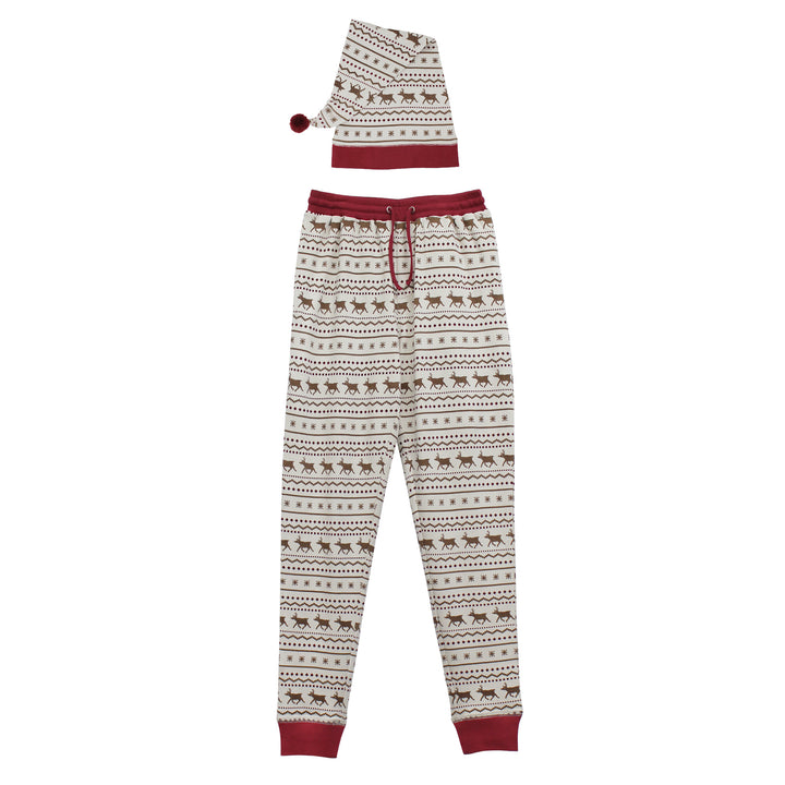 Men's Organic Holiday Jogger & Cap Set in Fair Isle Rudolph.