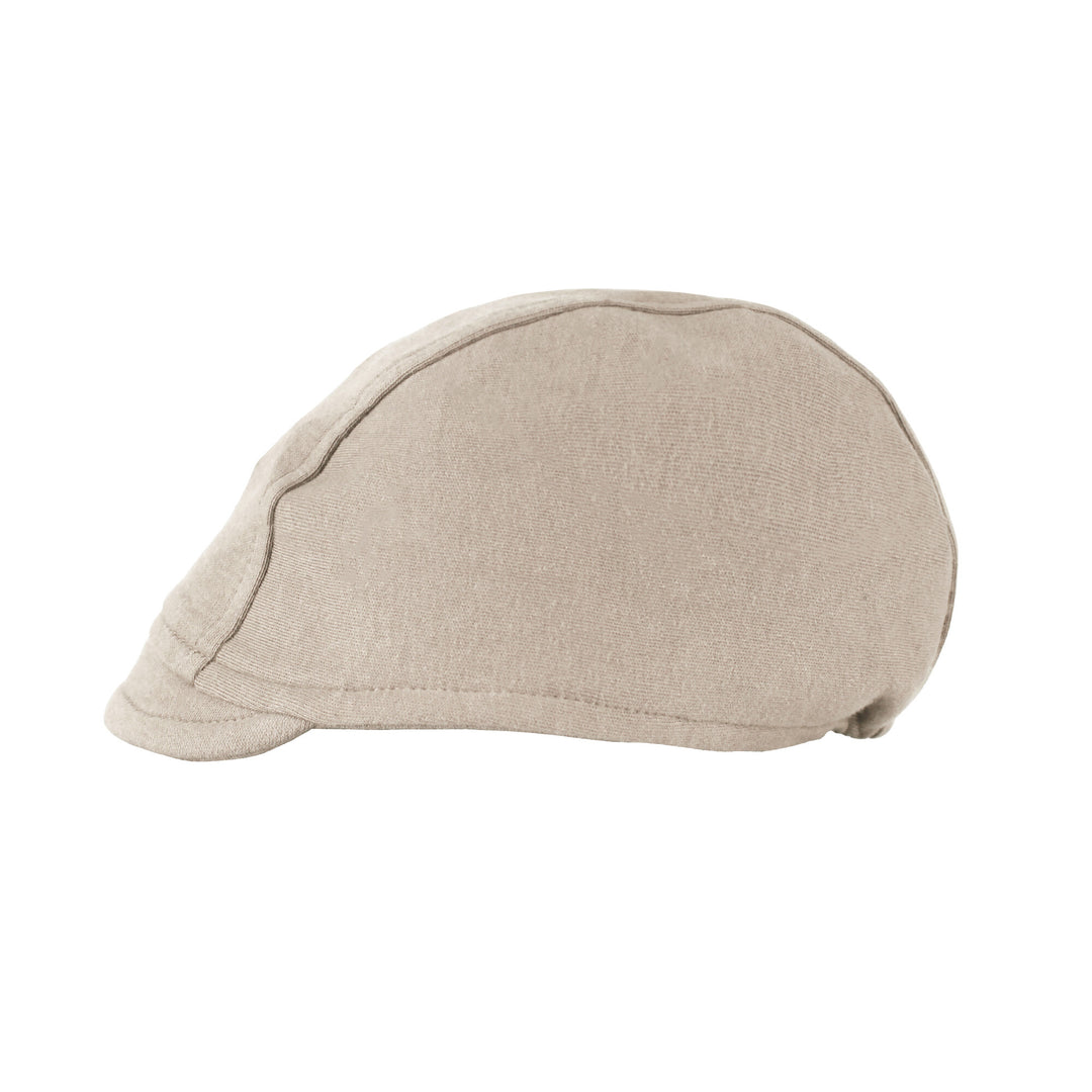 Organic Riding Cap in Oatmeal, a light tan color.