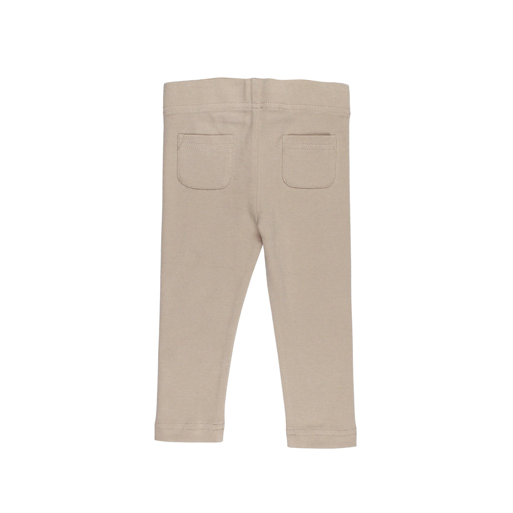 Back view of Organic Baby Dress Pants in Oatmeal, a light tan color.