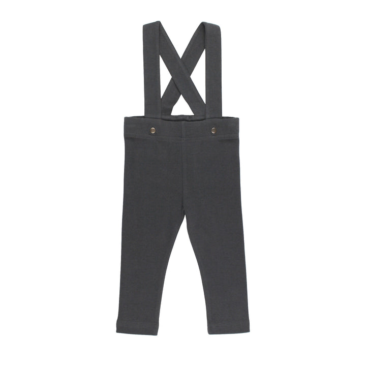 Organic Suspender Pant in Charcoal.