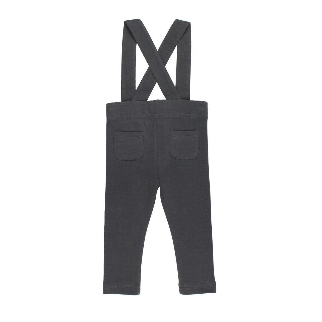 Back view of Organic Suspender Pant in Charcoal.