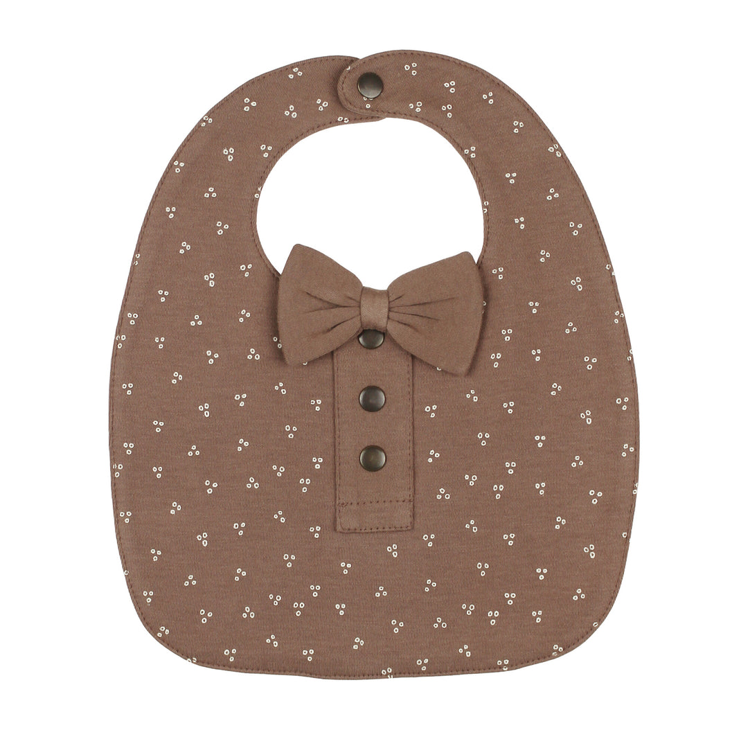 Organic Double-Layer Bowtie Bib in Latte Dots.