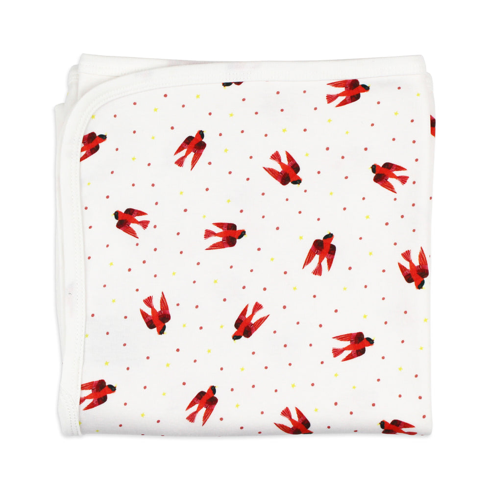 Organic Blanket in Red Bird.