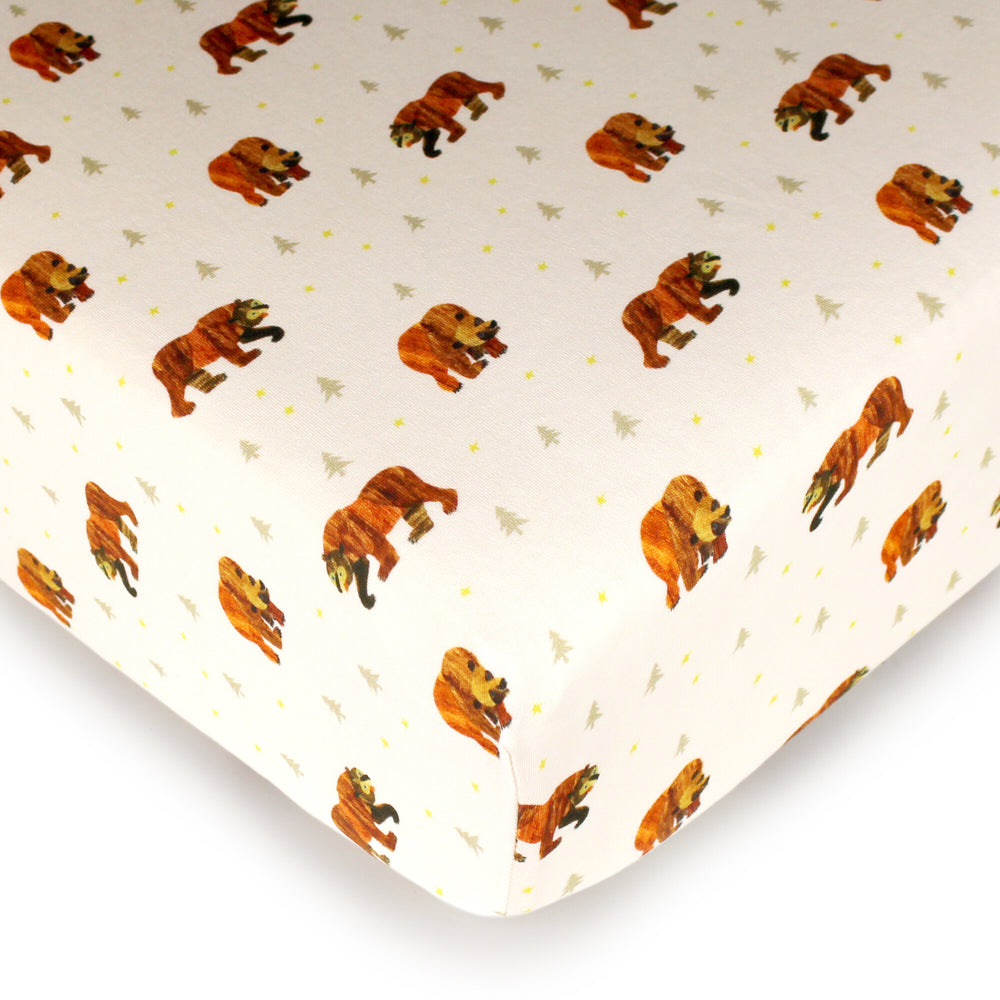 Organic Crib Sheets in Brown Bear.