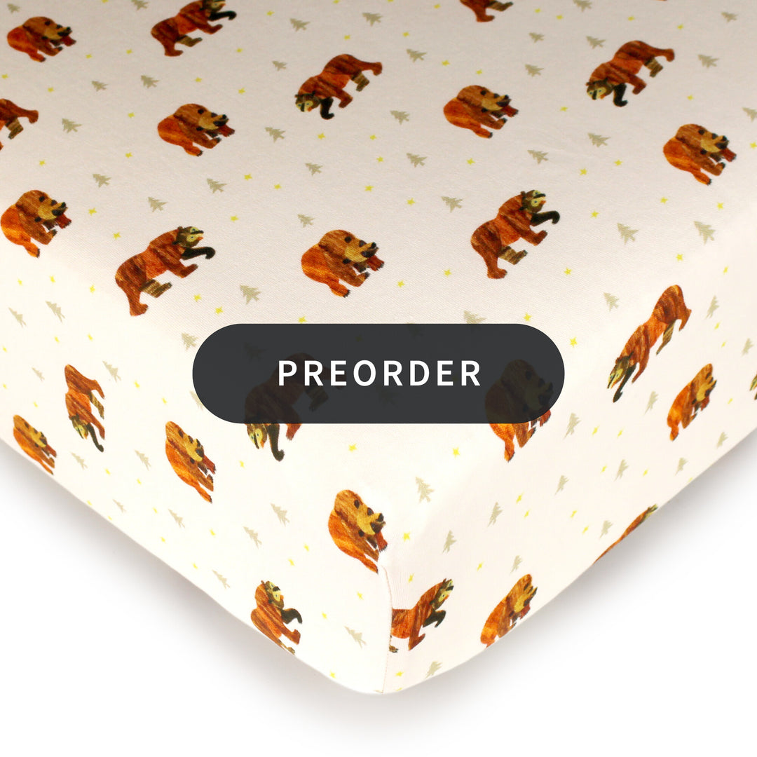 PREORDER: Organic Crib Sheets in Brown Bear.