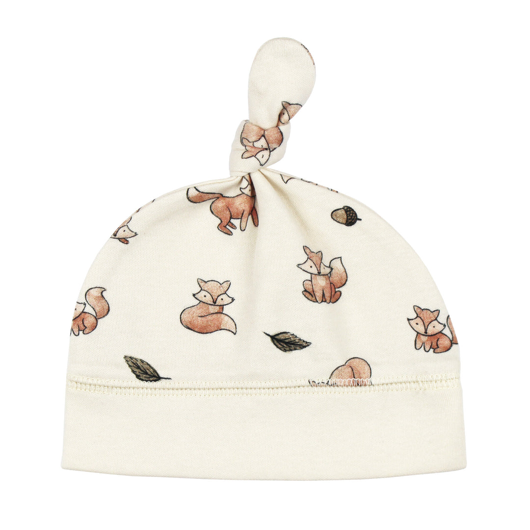 Organic Banded Top-Knot Hat in Foxy.