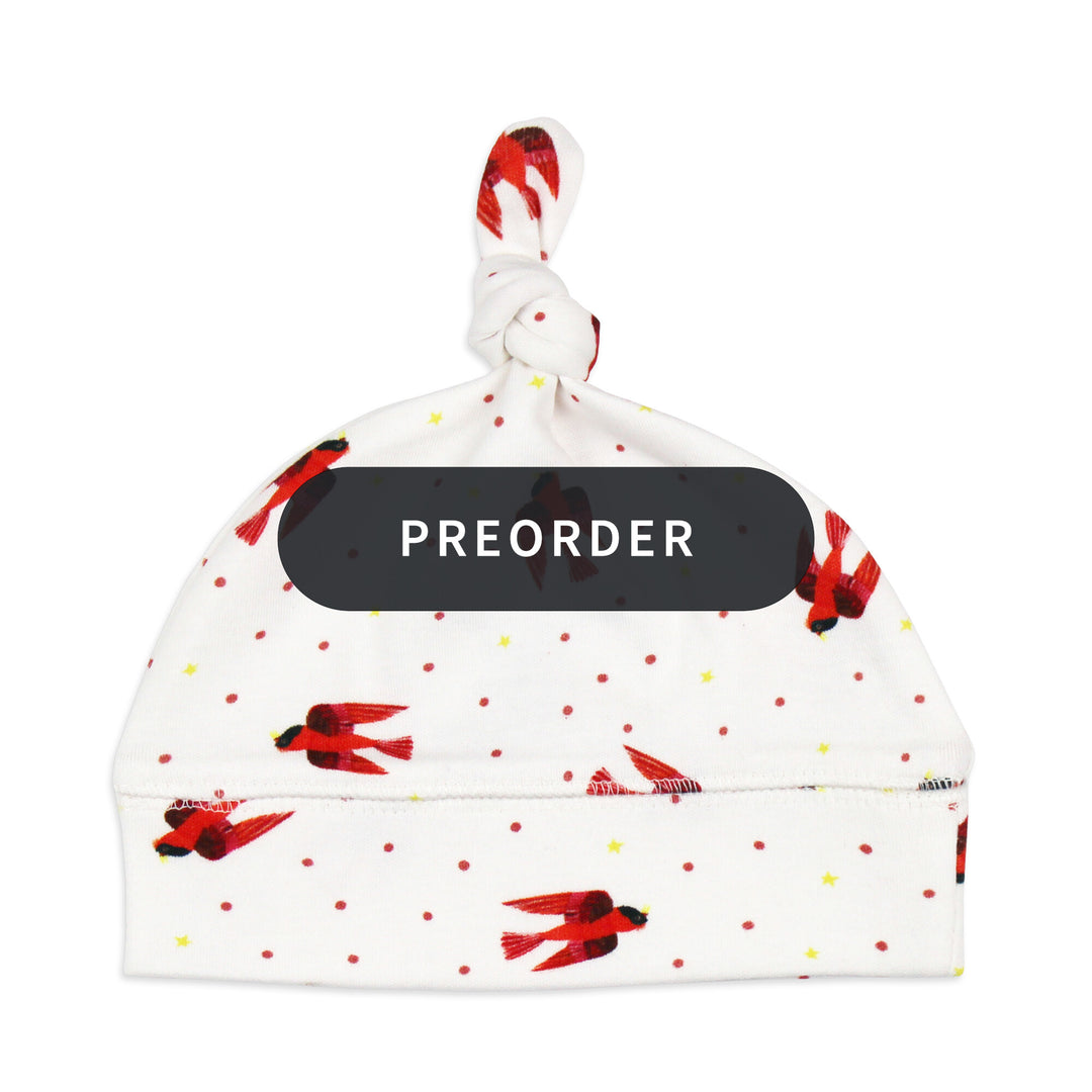 PREORDER: Organic Knotted Hat in Red Bird.