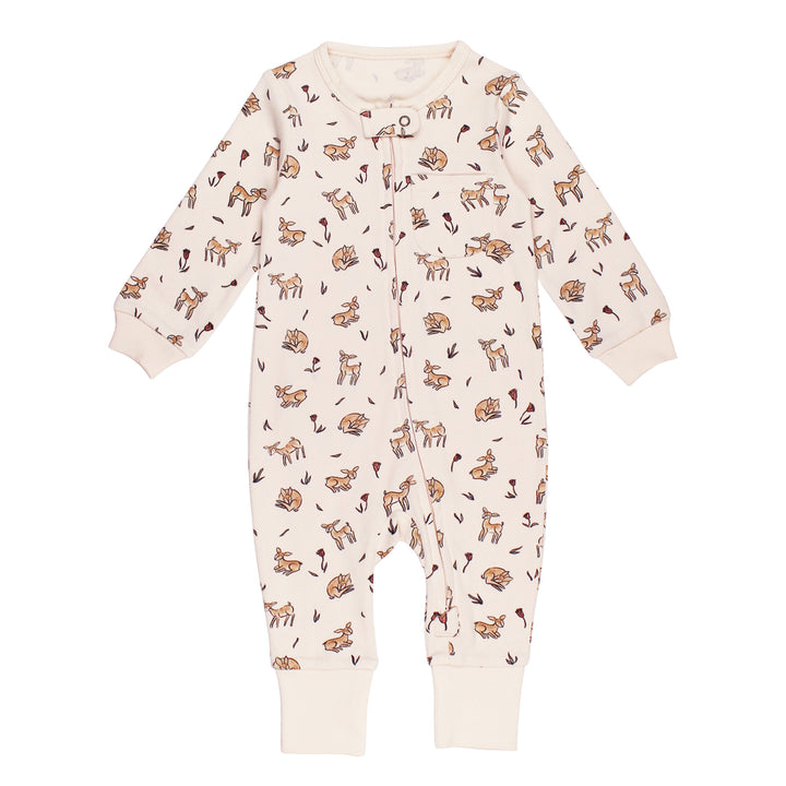 Organic Footless 2-Way Zipper Romper in Doe-a-Deer.