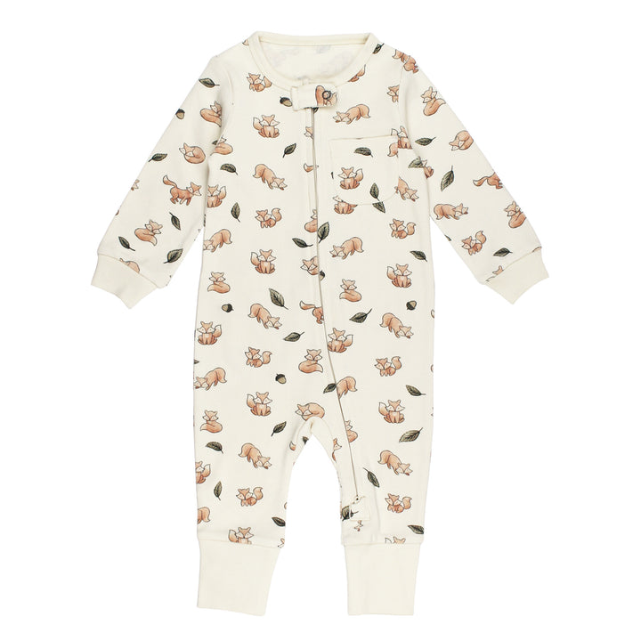 Organic Footless 2-Way Zipper Romper in Foxy.