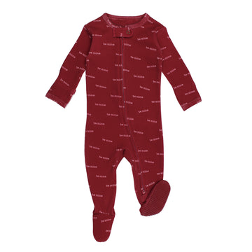 Organic 2-Way Zipper Footie in Be Mine.