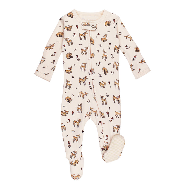 Organic 2-Way Zipper Footie in Doe-a-Deer.