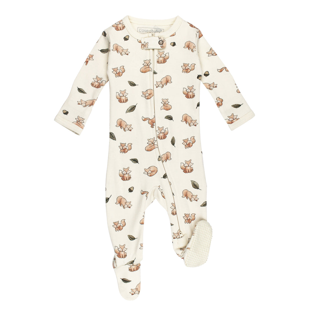 Organic 2-Way Zipper Footie in Foxy.