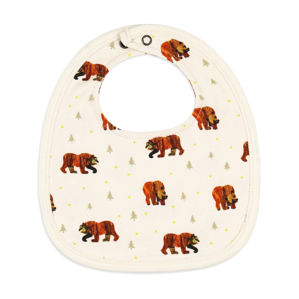 Organic 2-Layer Reversible Bib in Brown Bear.