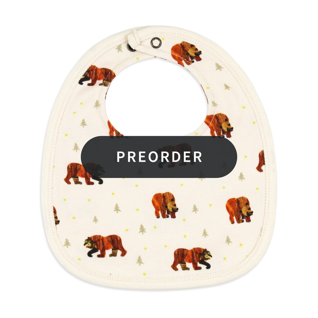 PREORDER: Organic 2-Layer Reversible Bib in Brown Bear.