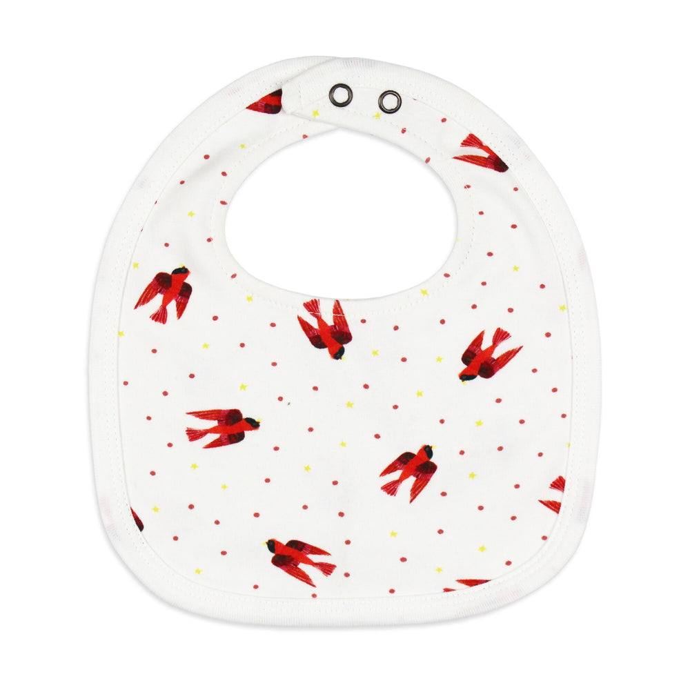 Organic 2-Layer Reversible Bib in Red Bird.