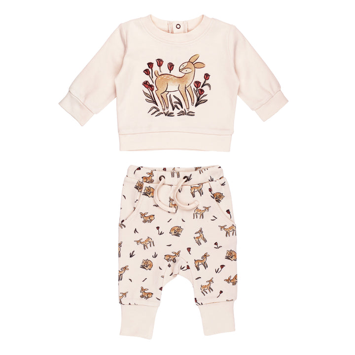 Organic Sweatshirt & Jogger Set in Doe-a-Deer.