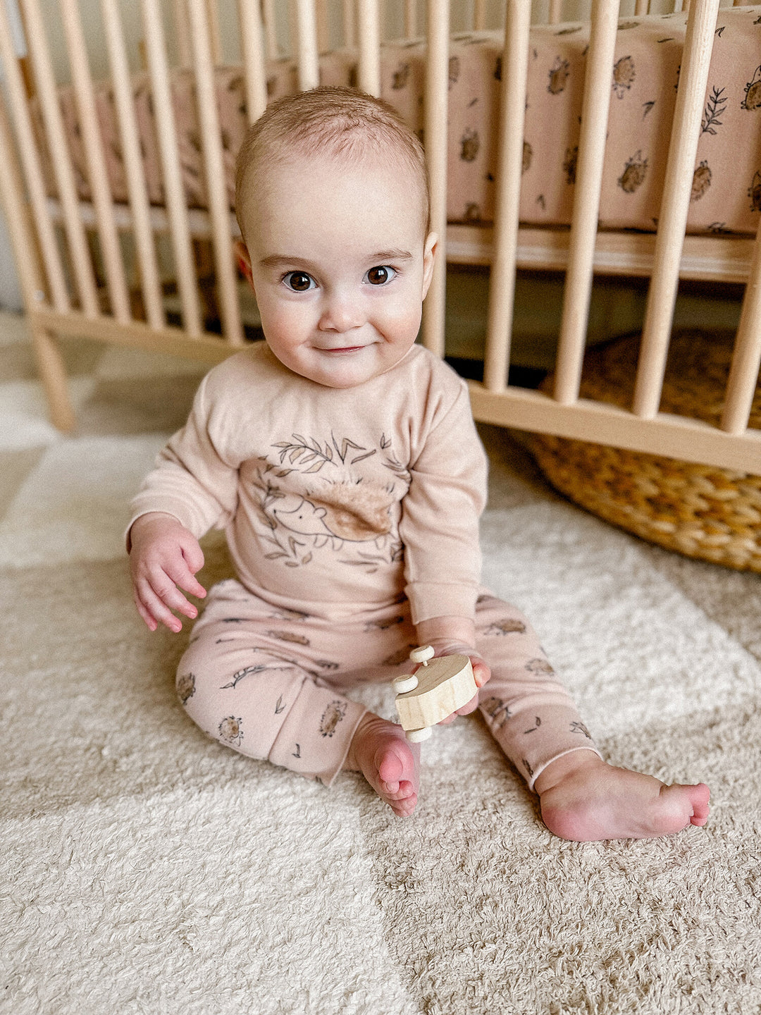 Child wearing Organic Sweatshirt & Jogger Set in Prickles.