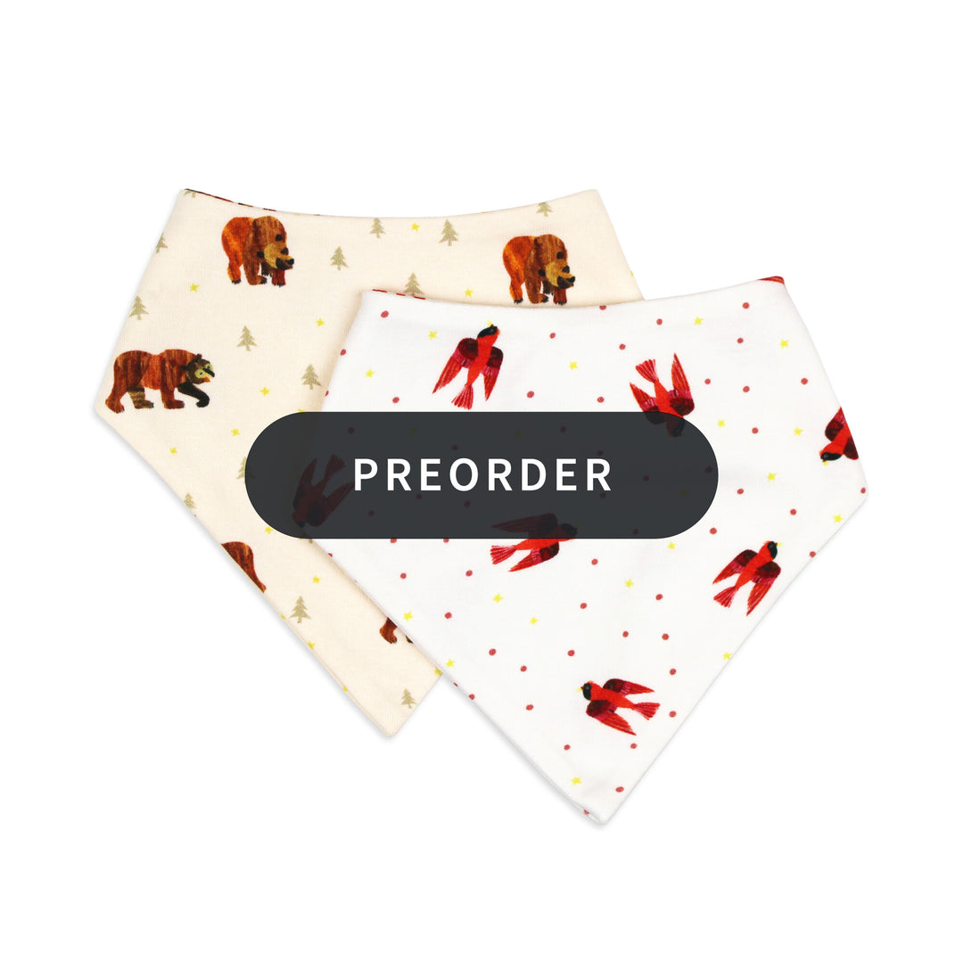 PREORDER: Organic Bandana Bib, 2-Pack in Brown Bear.