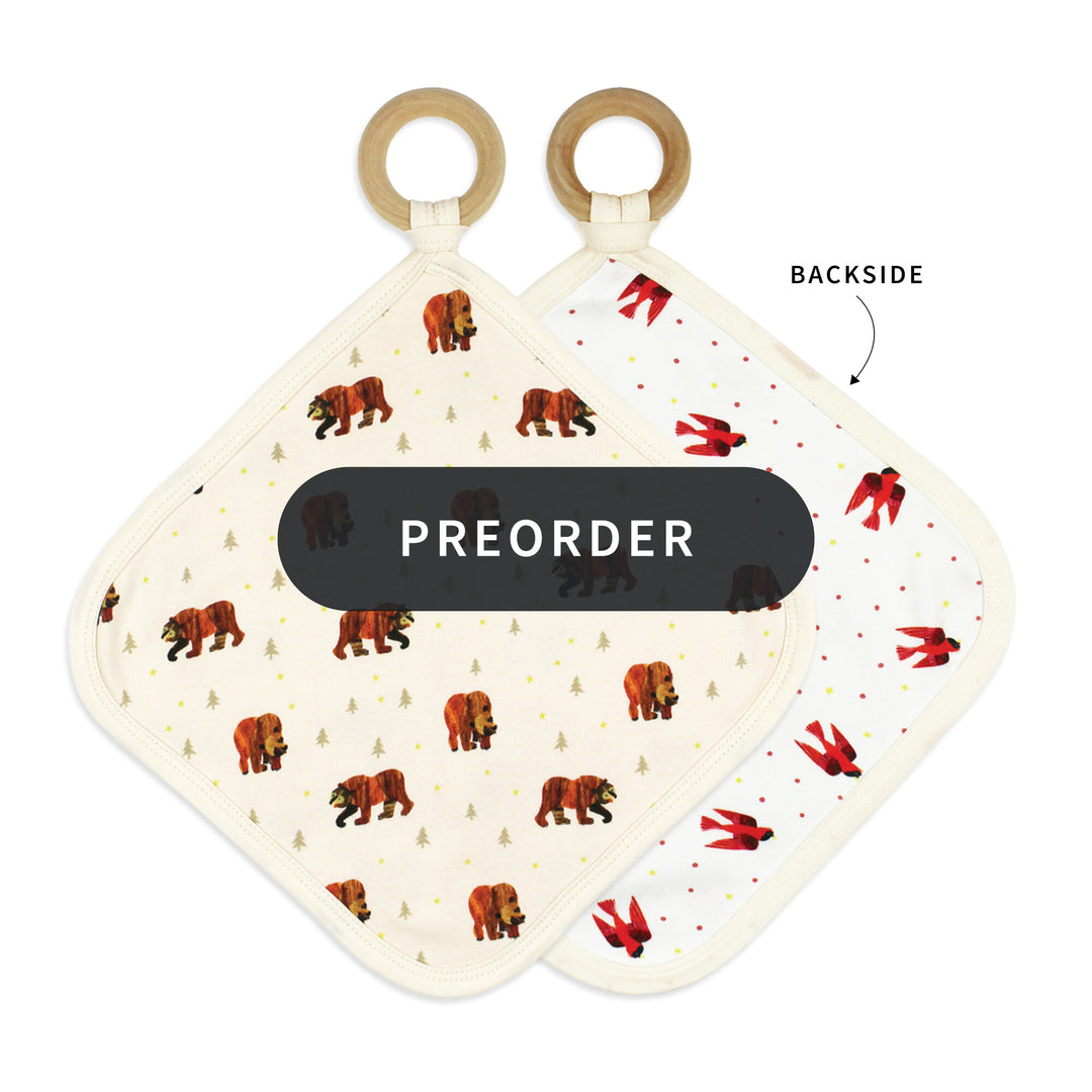 PREORDER: Lovey with Removable Teething Ring in Brown Bear.