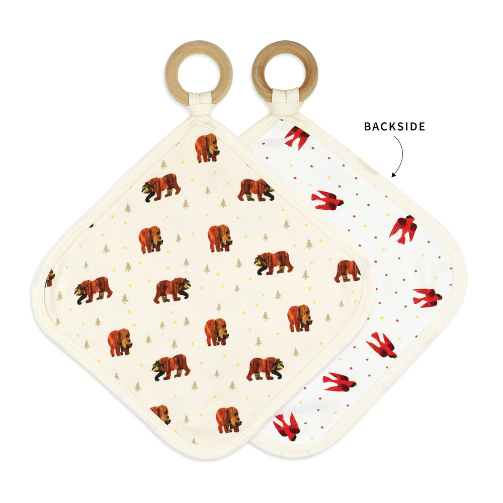 Lovey with Removable Teething Ring in Brown Bear.