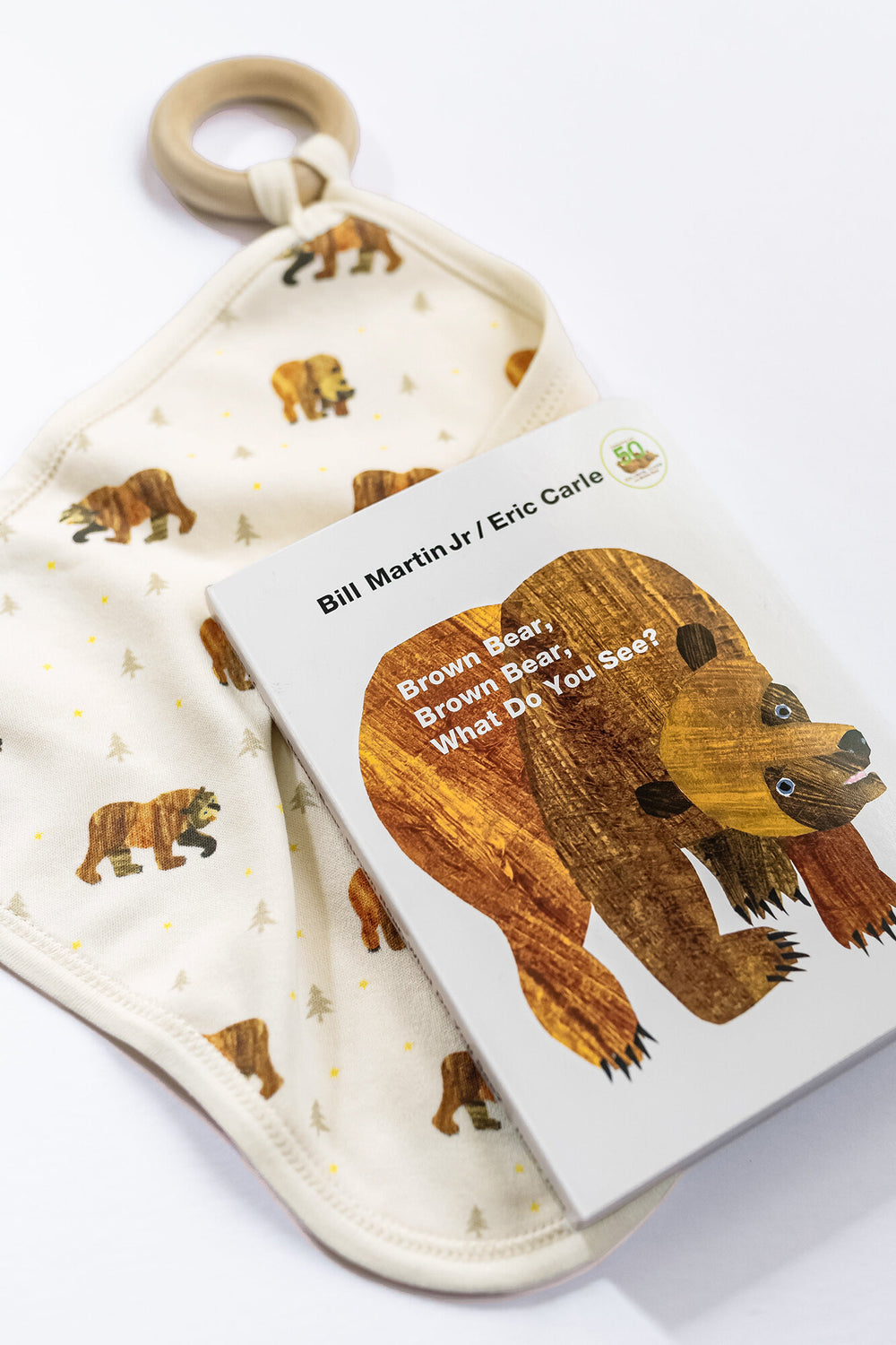 Child wearing Lovey & Book Bundle (BOX SET) in Brown Bear.