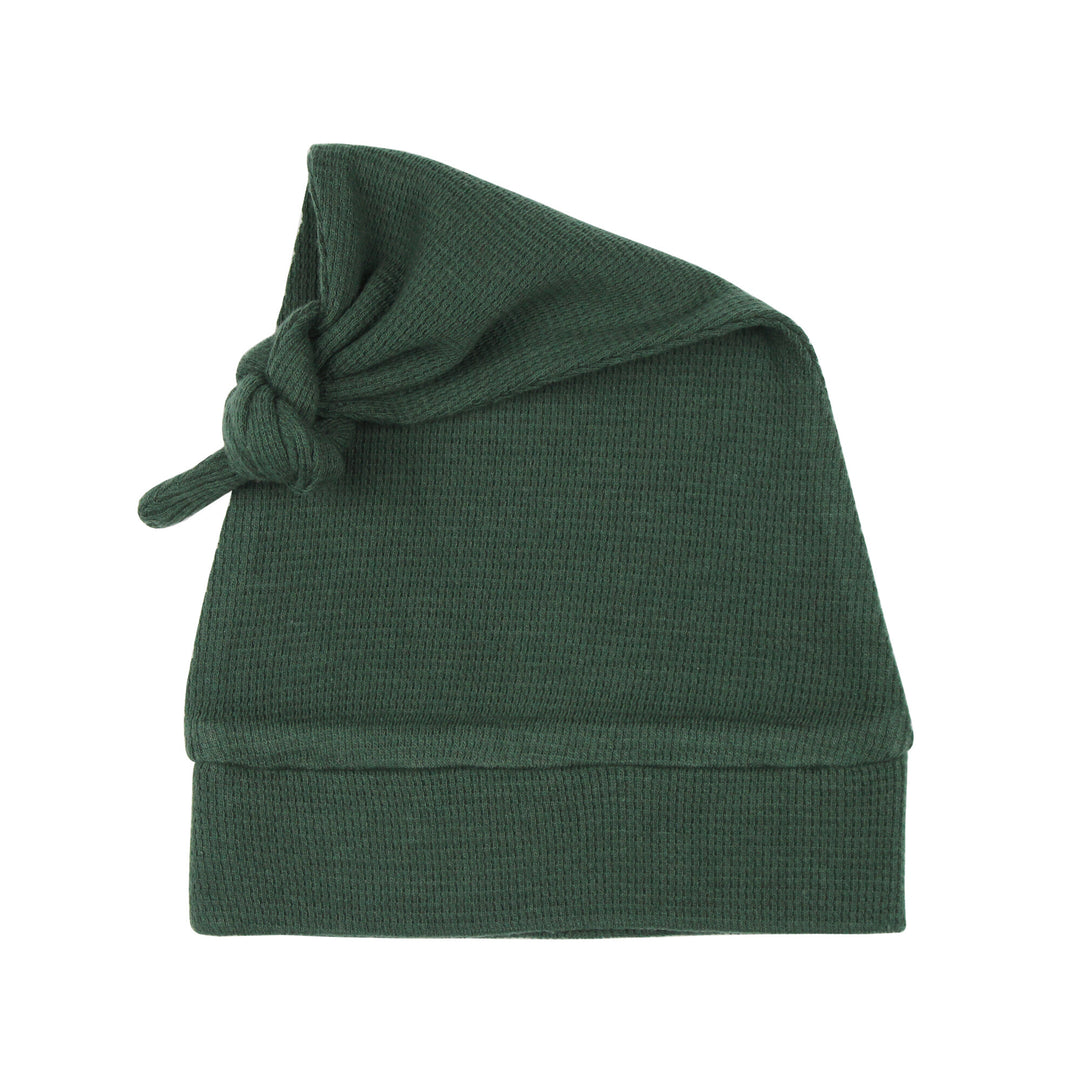 Organic Thermal Knotted Cap in Evergreen.