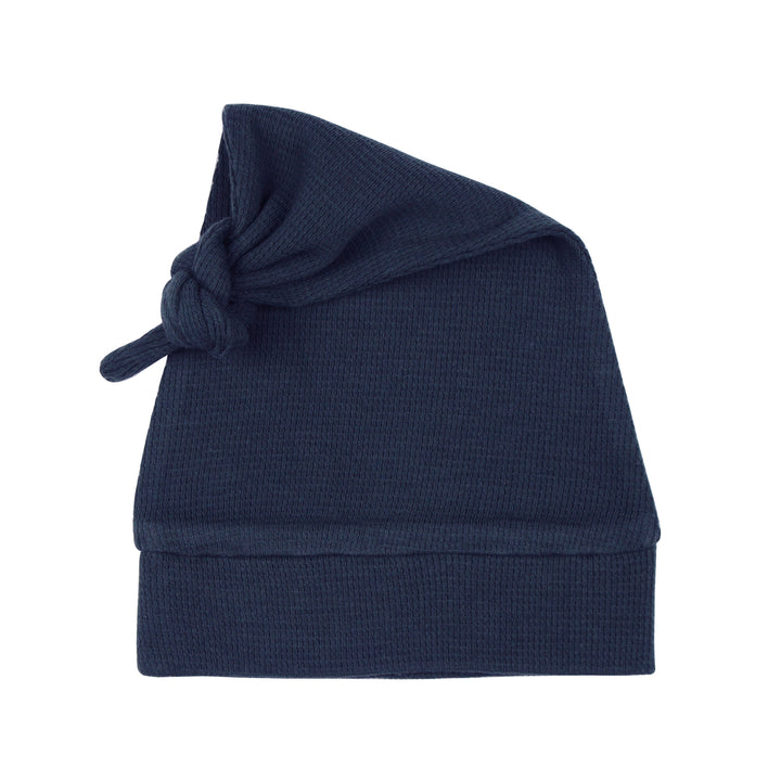 Organic Thermal Knotted Cap in Midnight.