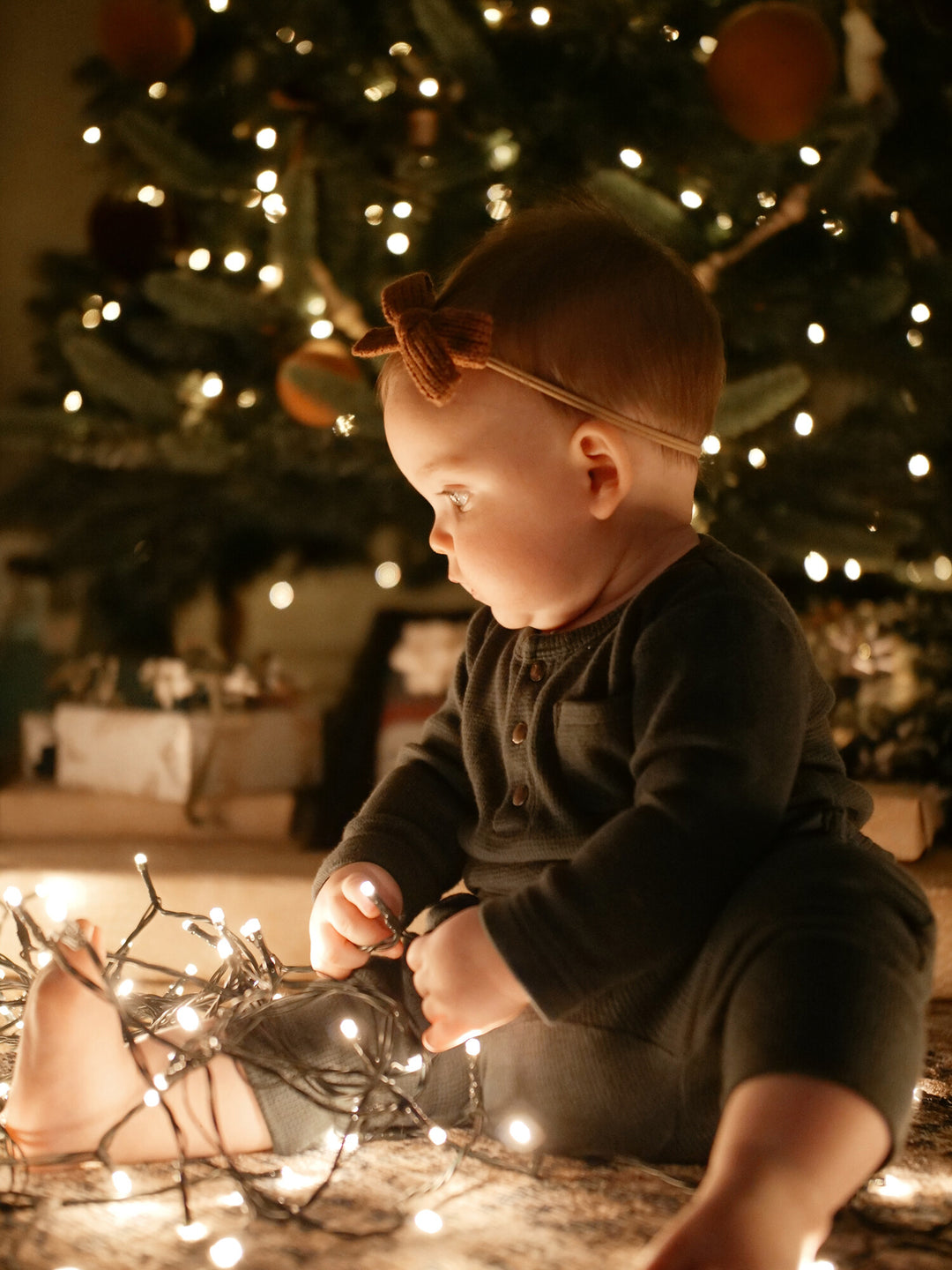 Child wearing Organic Thermal Henley & Jogger Set in Evergreen.