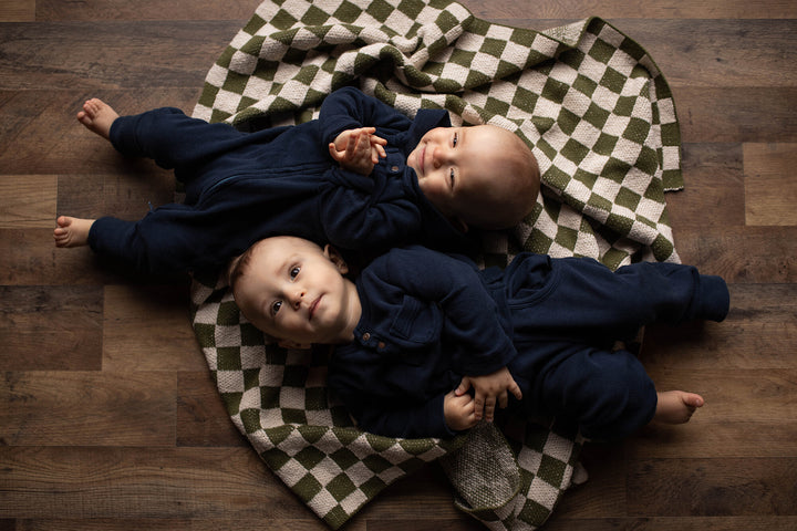 Child wearing Organic Thermal Henley & Jogger Set in Midnight.