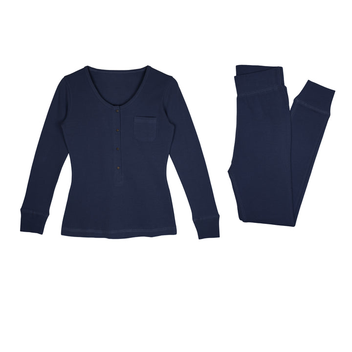 Women's Organic Thermal Lounge Set in Midnight.