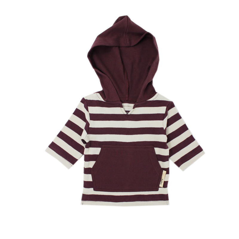 Organic Hoodie in Eggplant-Stone Stripe – L'ovedbaby