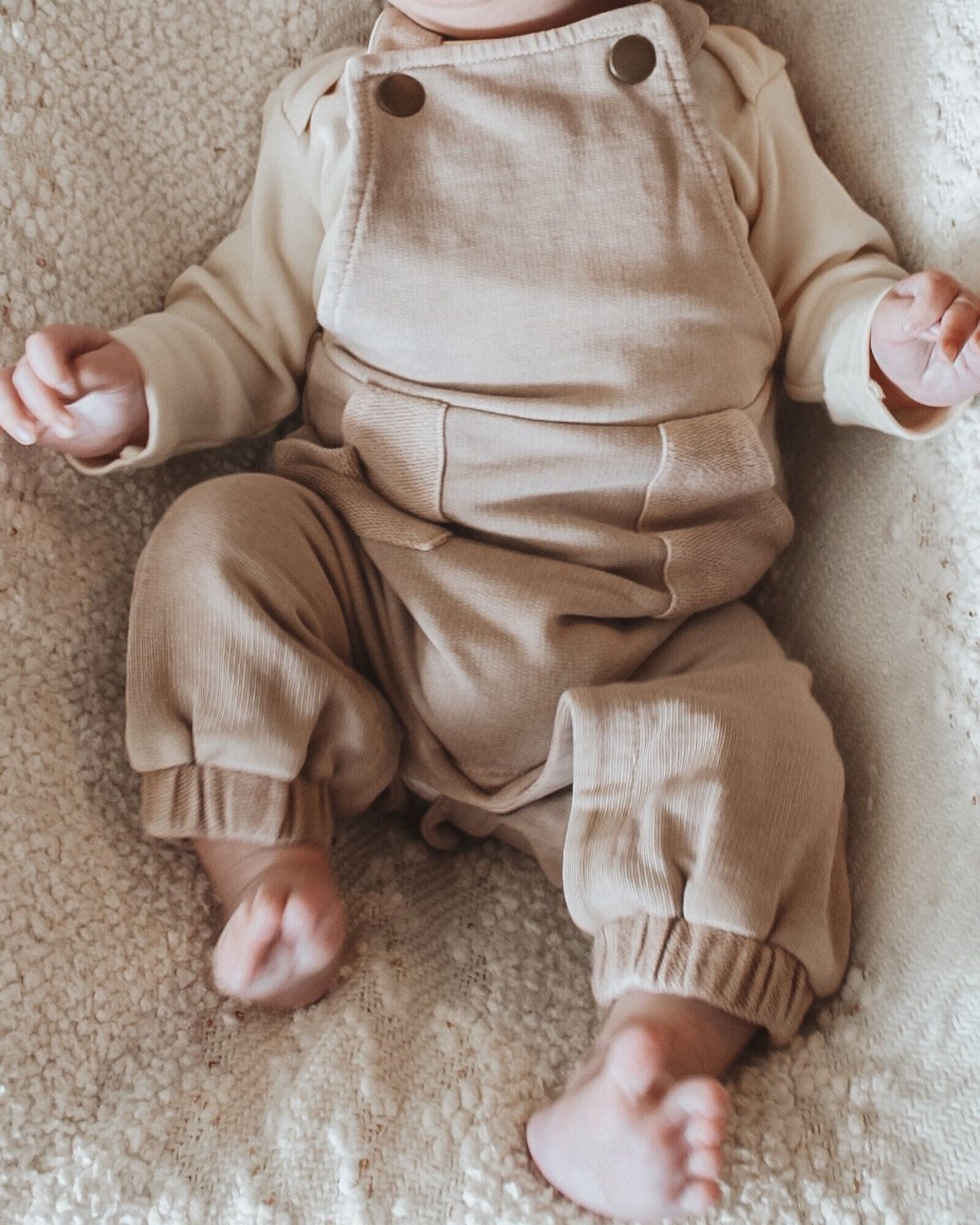 Organic French Terry Overall Romper in Oatmeal – L'ovedbaby