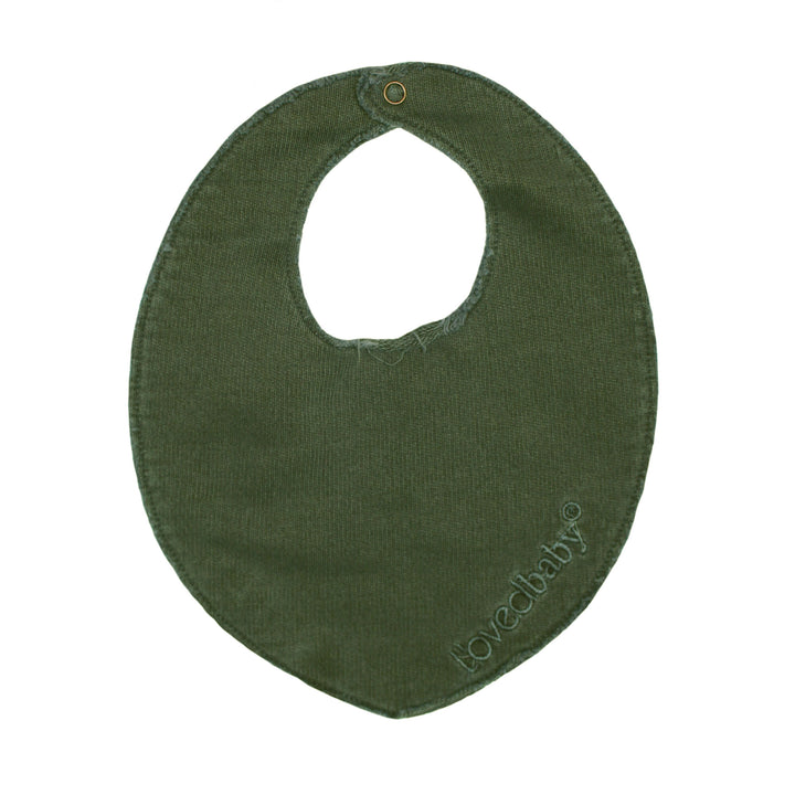 French Terry Reversible Bib in Forest, a deep green color.