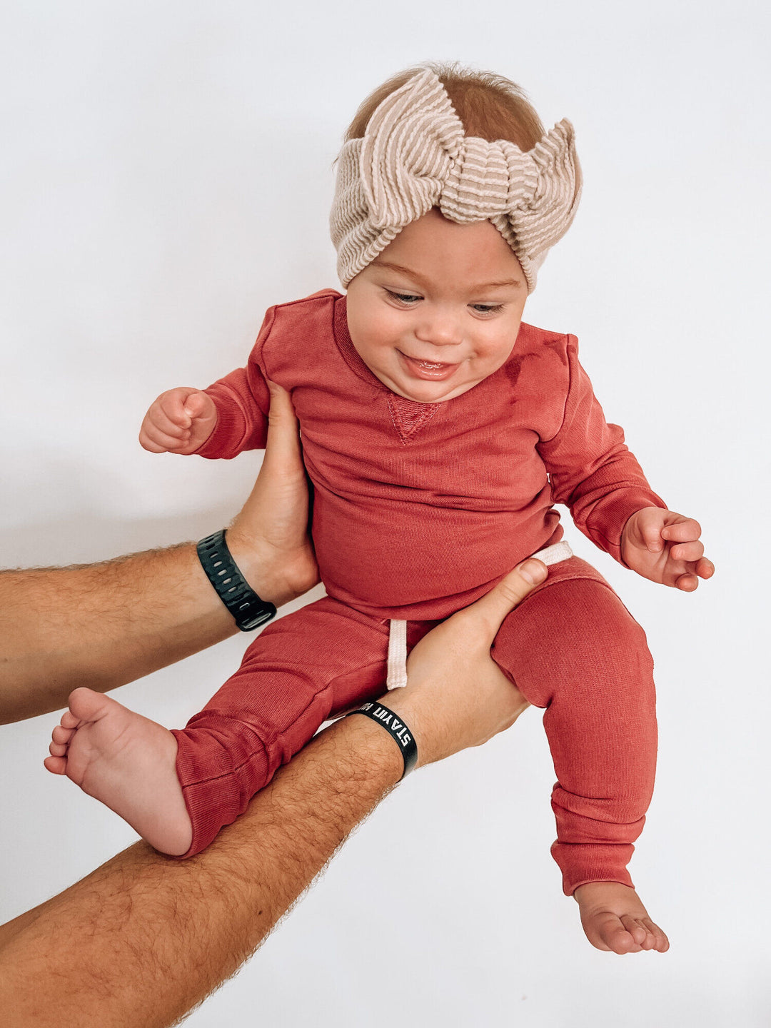 Child wearing French Terry Sweatshirt & Jogger Set in Appleberry.