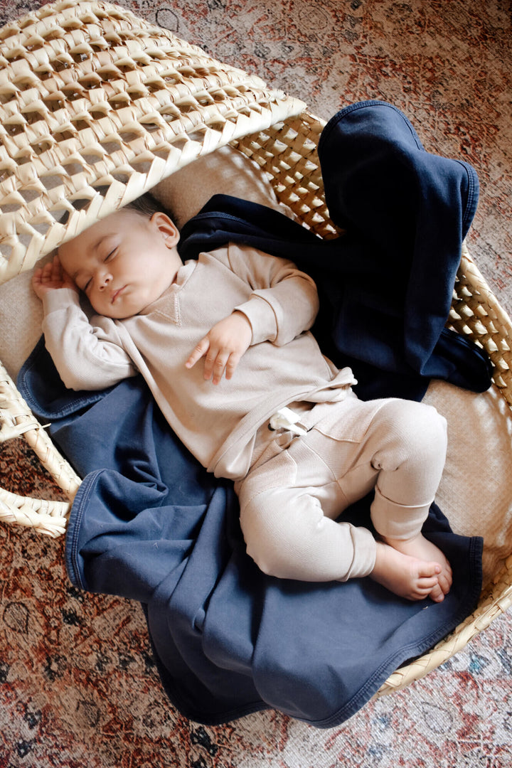 Child wearing French Terry Sweatshirt & Jogger Set in Oatmeal.