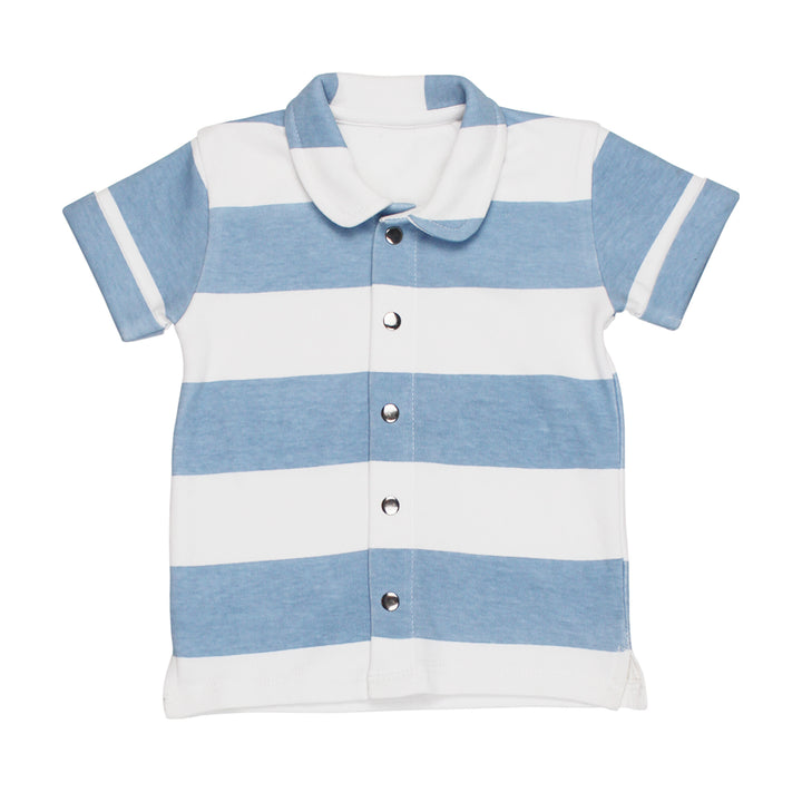 Kids' Printed Button-Up Shirt in Pool Stripe.