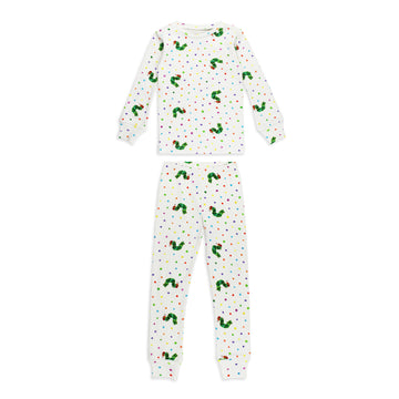 Kids' Organic L/Sleeve PJ Set in Caterpillar.