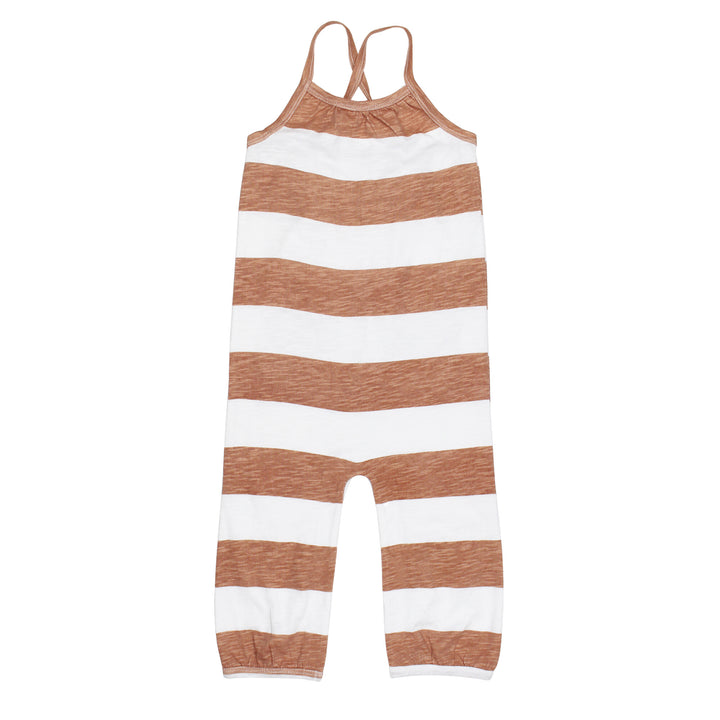 Kids' Slub Jersey Halter Romper in Adobe Stripe.