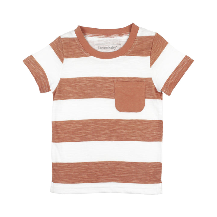 Kids' Slub Jersey Crewneck Tee in Adobe Stripe.