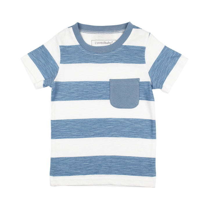 Kids' Slub Jersey Crewneck Tee in Pool Stripe.