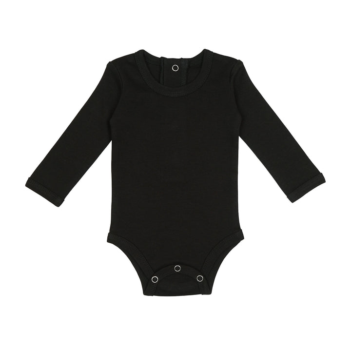 Organic Long-Sleeve Bodysuit in Black.